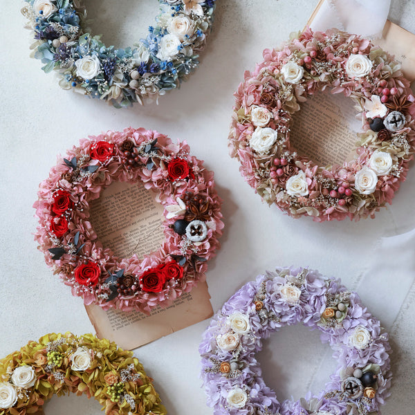 ふんわり・あじさいリース １８㎝ BOX入り