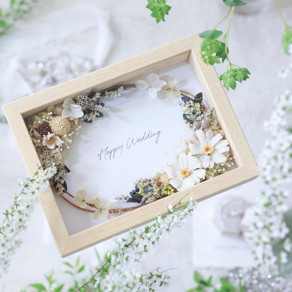 天然木フラワーフォトフレームL判・ wreath