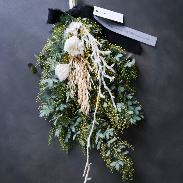 【数量限定】人気！ミモザ＆ユーカリのスワッグ/65センチ