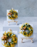 【一点物】ミモザリースのミニキャンバスアレンジ｜ドライフラワー｜春インテリア・ギフトに