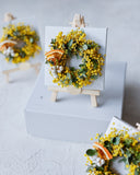 【一点物】ミモザリースのミニキャンバスアレンジ｜ドライフラワー｜春インテリア・ギフトに