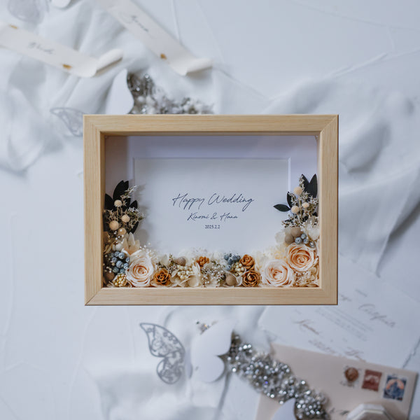 【お早め発送品】天然木フラワーフォトフレームL判・garden・ナチュラルホワイト