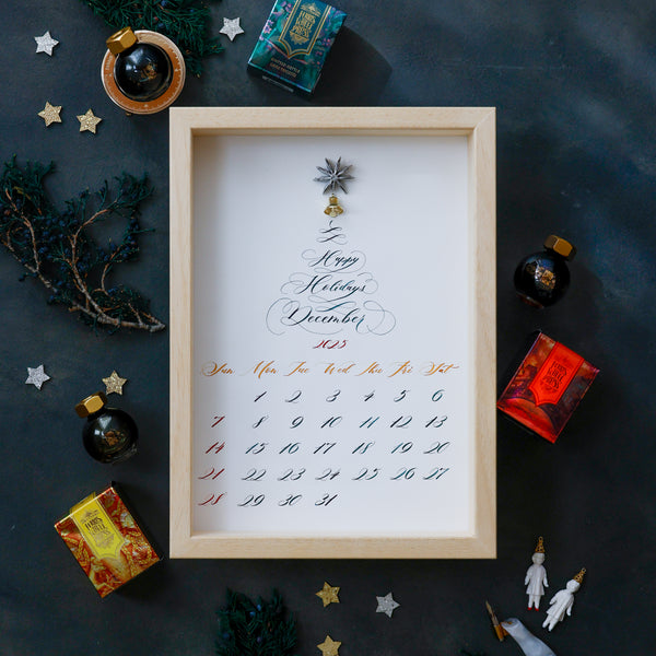 【おしゃれに♪花とカリグラフィーを楽しむ♪月カレンダー作り】月1レッスン×3or6回/モダンカリグラフィー,フローリッシュ