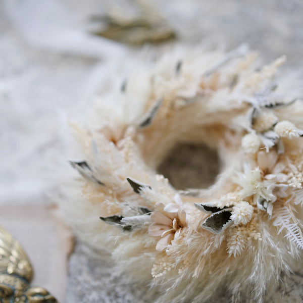 【季節の一点物】ふわふわリース25センチ・秋冬ドライフラワー【お早め発送可能品】