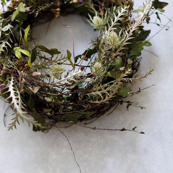 【季節の一点物】植物の草リース・秋冬ドライフラワー・プリザーブドフラワー【お早め発送可能品】